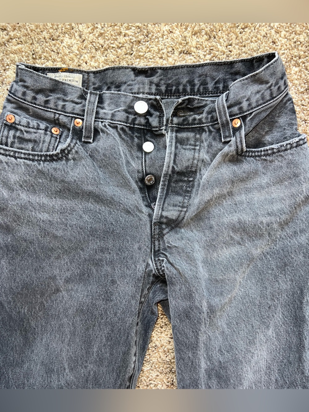 Rare Levi's 501 93’ Vintage High-Rise Faded Black Gray Denim Jeans 24 x 30